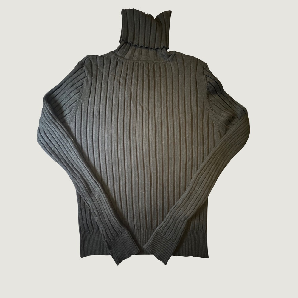 Zara Black Ribbed Knit Turtleneck Sweater Long Sleeve Women Size Medium